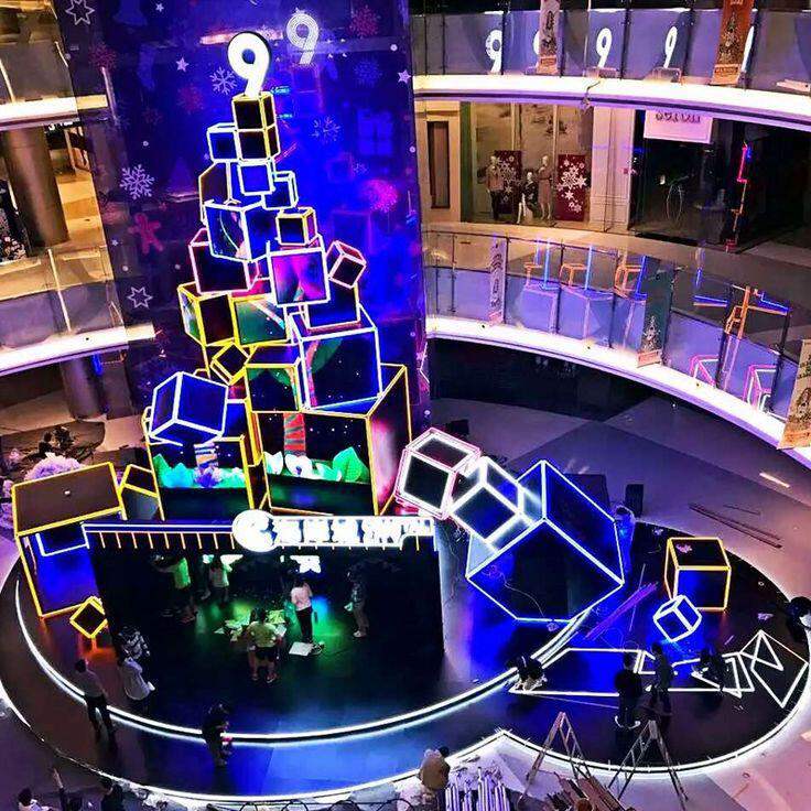 Colorful LED neon flex installation for a shopping mall event display